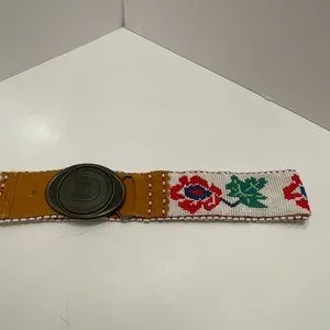 Vintage Kolcaco USA Floral Seed Bead Suede Belt with Designer Series D Buckle il_fullxfull.2550631158_8uqj.jpg main image 4